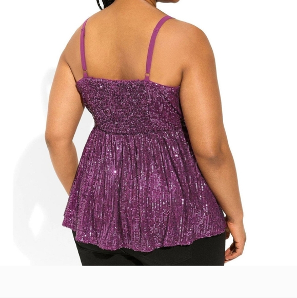 Torrid Purple Sequin V-Neck Tank - Picture 2 of 6